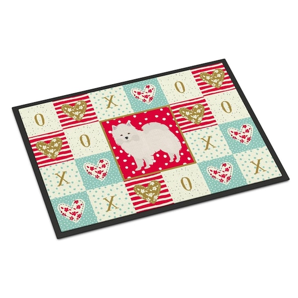 Jensendistributionservices 18 x 27 in. American Eskimo Love Indoor or Outdoor Mat MI2553302 - main